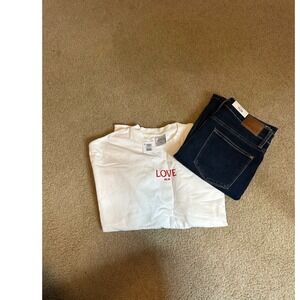 Judy Blue Bundle Women 11/30 Carpenter Jeans & Seint White Sweatshirt